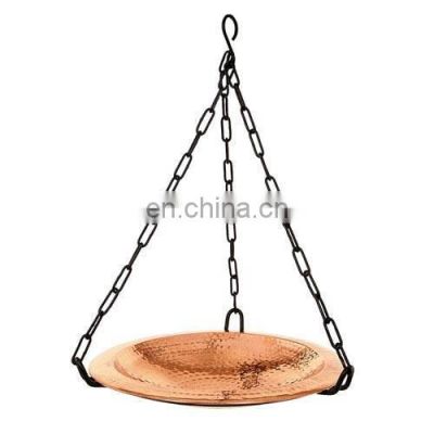 copper plated hanging bowl bird feeder