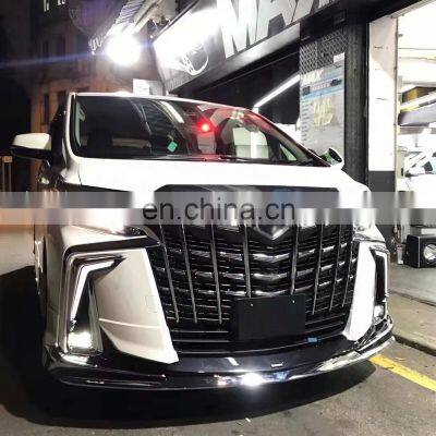 Body kit for toyota alphard 2015-2018 upgrade to 2021SC front bumper grille rear bumper and led headlights and modellista kit