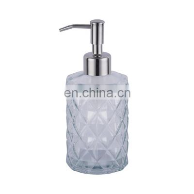 Amazon Hot Selling Wholesale Modern Style Glass Soap Dispenser With 304 Rust Proof Stainless Steel Soap Pump Soap Dispenser