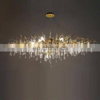 Customized Modern Luxury Branch Chandelier Large Crystal Decoration For Villa Living Room Lighting