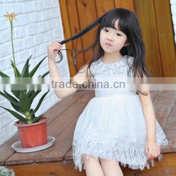 2016 summer new fashion children clothes kids party wear flower girl net dresses with cheap price