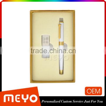 Custom Logo Printing Crystal Design 64GB USB Flash Device And Pen Set