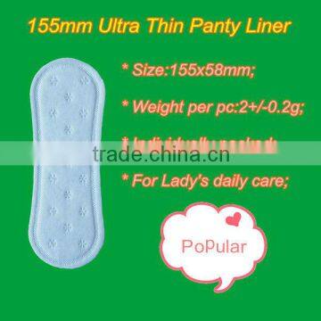 155mm panty liner with cotton top