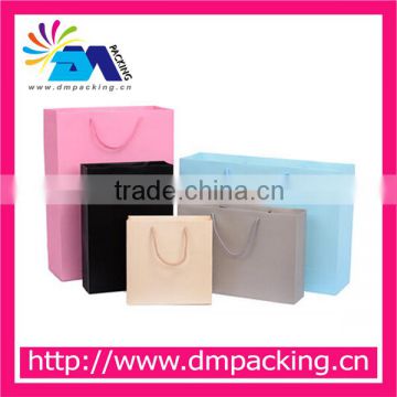 factory wholesale pure kraft paper bag with PP rope handle