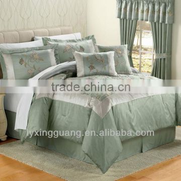 Colorful Embroidered High Quality Comforter Sets Light Green