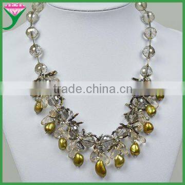 Best Selling latest design freshwater pearl crystal flower chain