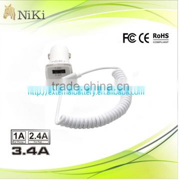 Car Charger with Cable Original 8Pin Wire 3.4A for iPhone iPad