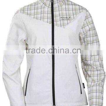 Women's softshell no hood jacket with printed bonded fabric( AL8044A )