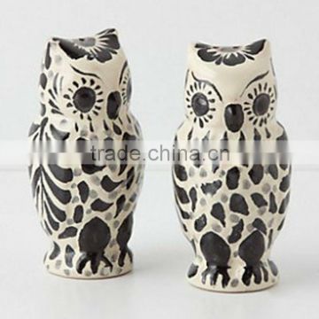 2013 new design ceramic handpainted folk owl salt&pepper shakers