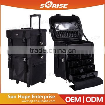 2015 New Products Professional Soft Nylon Cosmetic Trolley Case
