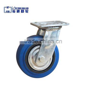 150mm wheel diameter Blue elastic rubber swivel casters