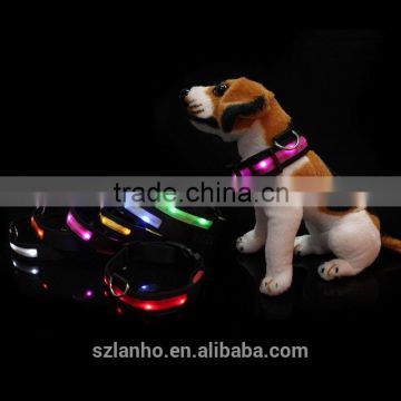 2016 new arrival Adjustable Pet Dog LED Light Flash Night Safety Nylon Collar colorful