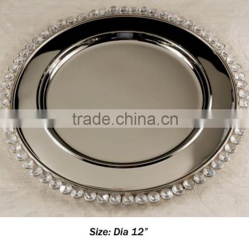 Hot sale wedding crystal charger plate, crystal charger plate