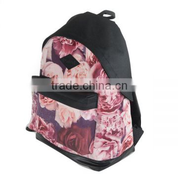 Fashion school backpack with printed flower