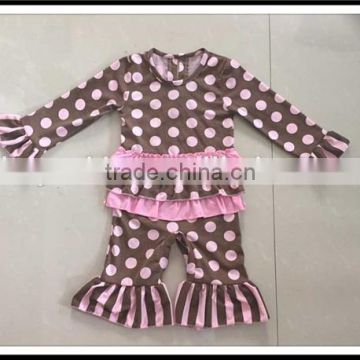 Wholesale 100% cotton baby clothes soft stylish baby romper set baby cute dots ruffles romper