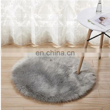 living room floor using faux fur rug