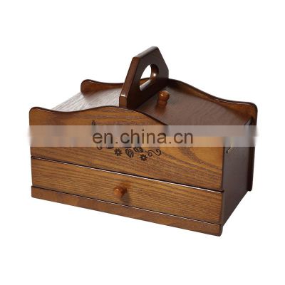 Wholesale cheap storage tool handicrafts box wooden sewing kits