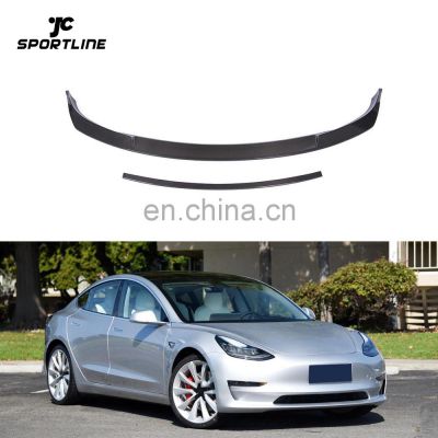 JC Sportline Carbon Fiber Front Splitter Lip for Tesla Model 3 Electric 16-2019