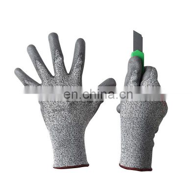 UHMWPE 5 Level Cut Resistant Glove Cut Proof Gloves Safety Working Hand Protection PU Gloves
