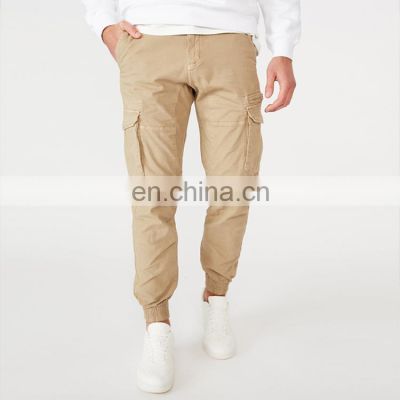 Mens Jogger Pants Oem 100% Cotton custom Fit Khaki Cargo Pockets Pants