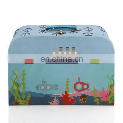 Custom Children Cardboard Suitcase Small Mini Kids Baby Shoe Box Packaging With Handle