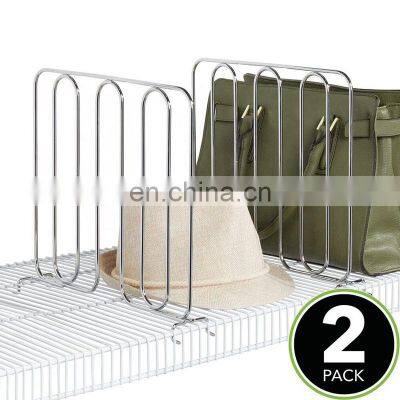 Metal Wire Closet Shelf Divider and Separator for Storage Organization in Bedroom, Bathroom, Kitchen, Office