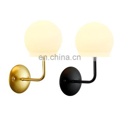 Fashionable simple single head glass ball lamp Bedside wall light for hotel home bedroom living room design Nordic LED wall lamp