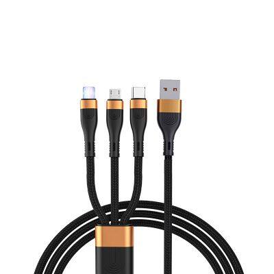 High quality usb c to 8pin adapter 6A Max Fast Charging 3-in-one data cable 66W mobile cable for Apple for Android TYPE-C