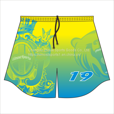 Sublimated Good Quality Rugby Shorts With Number 19 on the Front