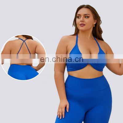 Plus Szie Backless Crop Sports Bras Factory Supply Womens Sling Straps Yoga Quick Dry Tops