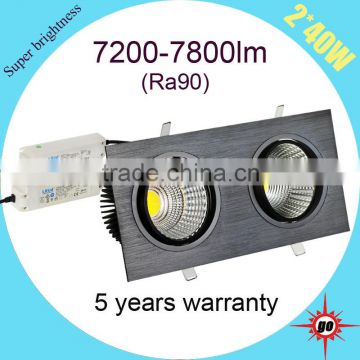 super power square 2*40w led cob chip downlight with ip44 rating                        
                                                                                Supplier's Choice