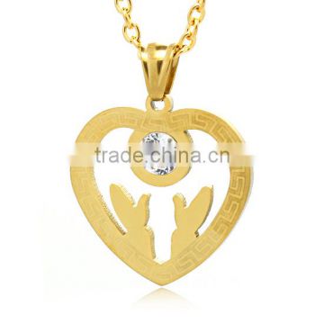 TKB-P1598 Fashion Jewerlry Heart Pendant Insert Zircon Gold filled Charm Valentine's Day For Girlfriend Heart With Hand