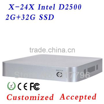 2013 hot selling Intel atom D2500 2GB RAM 32GB SSD Desktop Board for thin client with hdmi XCY X-24X best prices
