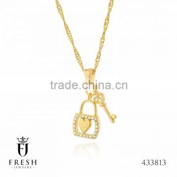 Fashion Gold Plated Necklace - 433813 , Wholesale Gold Plated Jewellery, Gold Plated Jewellery Manufacturer, CZ Cubic Zircon AAA