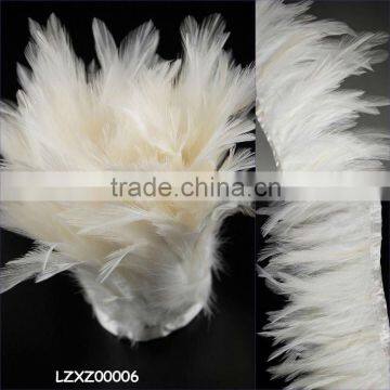 bleached white Rooster feather fringe trims LZXZ00006