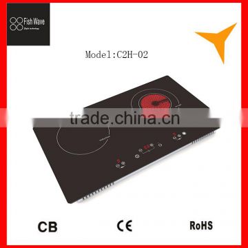 china supplier New design 2 burners built -in infrared ceramic stove/ induction cooker (CE.CB.RoHs)