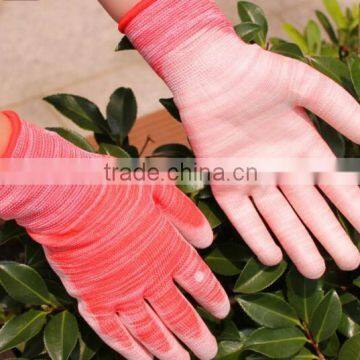 13guage stripe PU coated gloves for gardening work