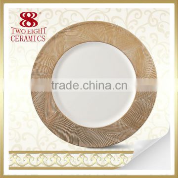 luxury fine china tableware set , gald border platter for hotel
