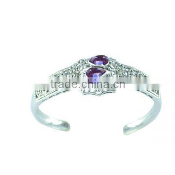 925 Sterling Silver Amethyst Cuff Bracelet Gemstone Jewelry
