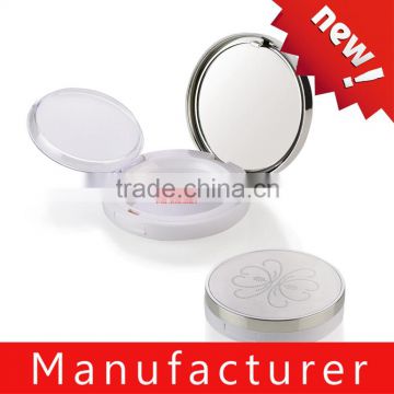 Best sale beautiful round pearl white makeup blush palette contianer with mirror