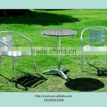 ALUMINUM DINING SET WITH ONE TABLE AND TWO CHAIRS