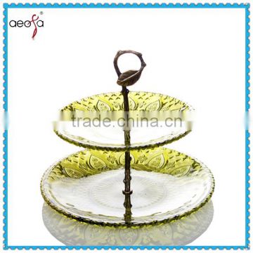 2tier modern decorative glass cake plates stands western wedding in dishes&plates