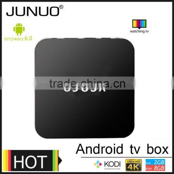 JUNUO newest free movies download 4K HD H.265 KODI 2GB RAM DDR anroid tv box