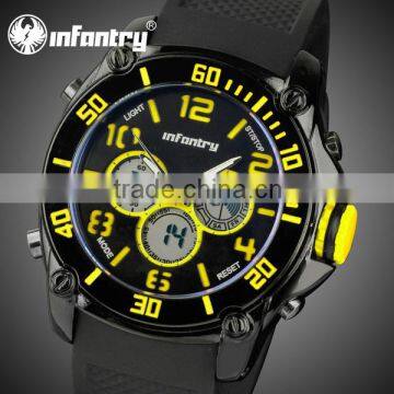 INFANTRY Yellow Men's Quartz Chronograph Black Silicone Military New Watch