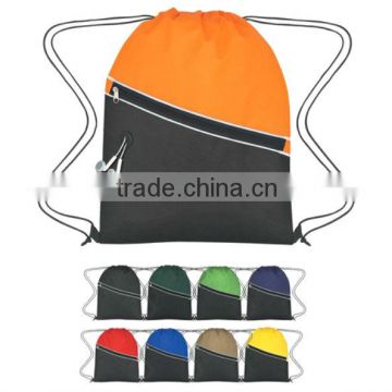 Non-Woven Two-Tone Promo Drawstring Backpack - 13.5"w x 17.75"h