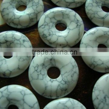 19*4mm synthetic howlite turquoise donut shaped pendant