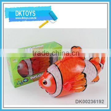 Battery operated bump&go inflatable fish with light and music