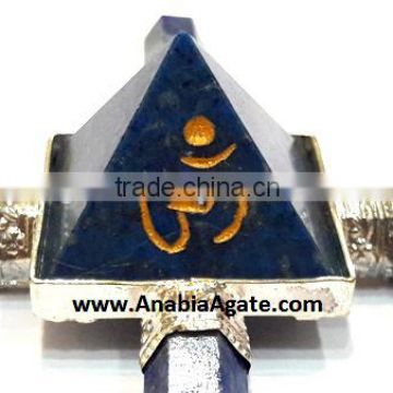 Agate Energy Generator : with Engraved "OM" : Lapis Agate Energy Generator