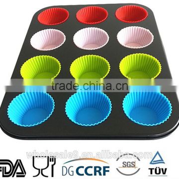 Carbon Steel Silicone Non-stick cake baking Pan 12 cup muffin pan