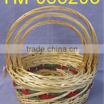 colorful willow basket with handle